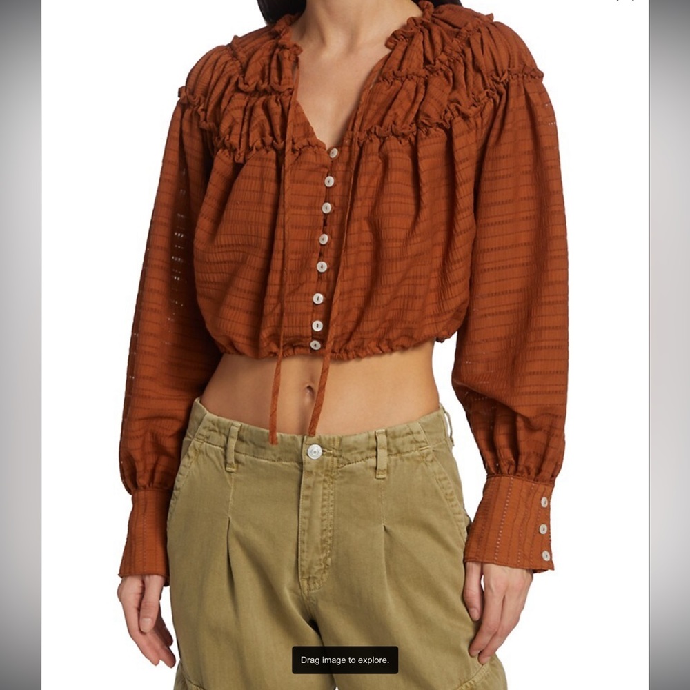 Hail Cropped Ruffle Blouse - Picture 2 of 4